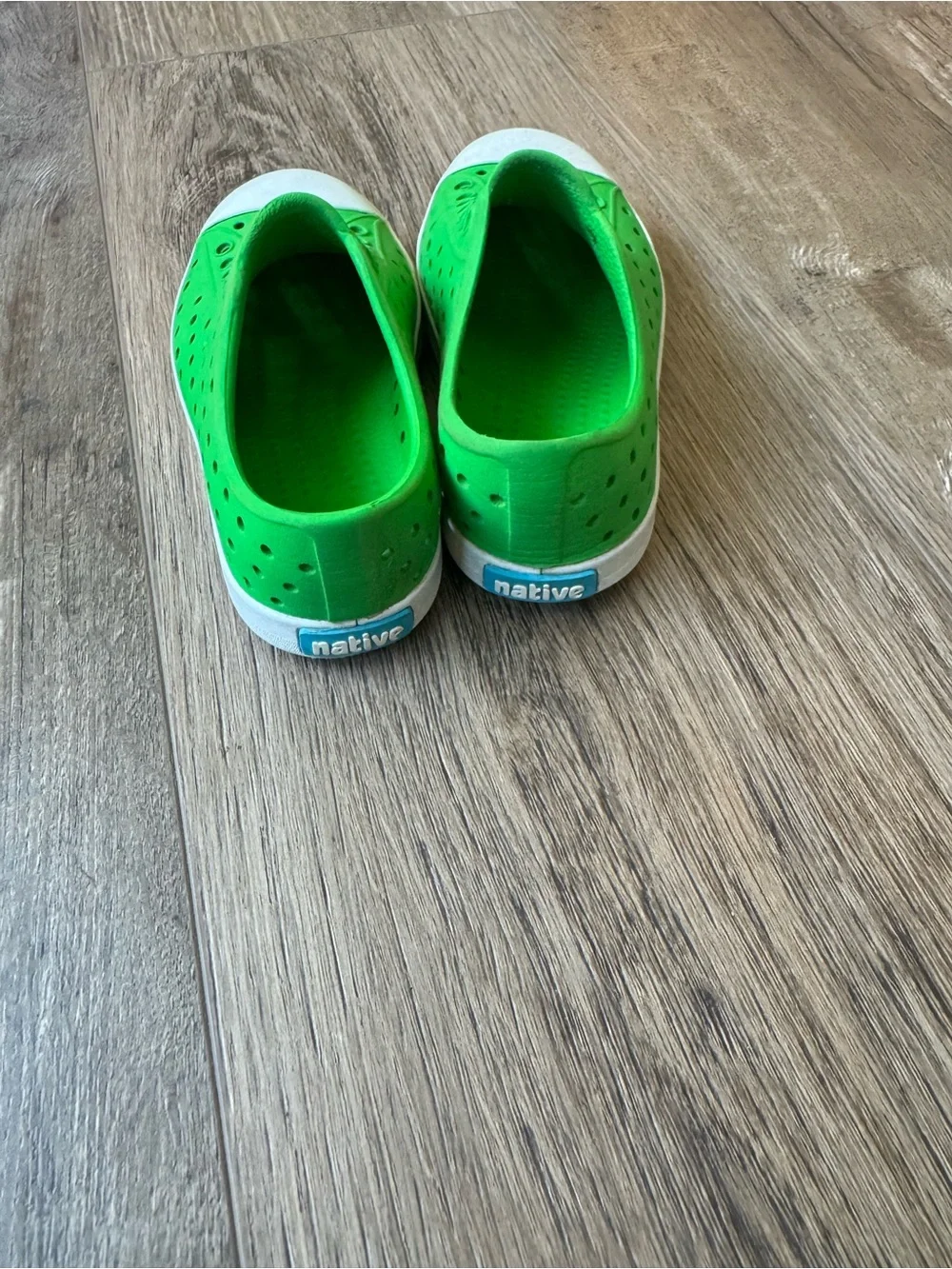 Native Shoes Kids Green Slip-On Water Shoe with White Toe